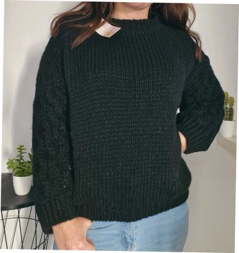 Pull en maille avec torsade noir