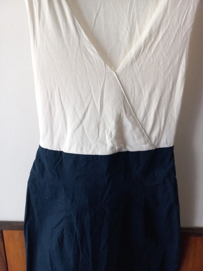Robe bi-matière bleu/blanc - photo numéro 3