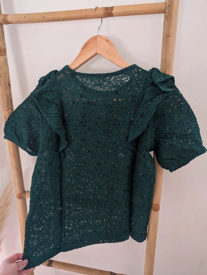 Top dentelle vert sapin neuf Naf Naf - photo numéro 4