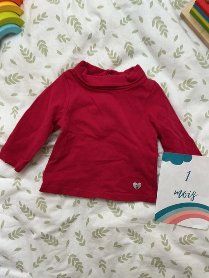 sous pull col roulé rose obaibi 1 mois - photo numéro 2