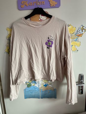 Tee shirt à manches longues beige à motifs Snoopy, taille S, marque Lefties