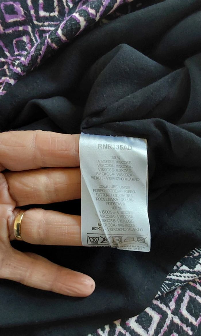 Robe fluide imprimée noire violet Taille unique (du 34 au 38 )et sa ceinture - photo numéro 16