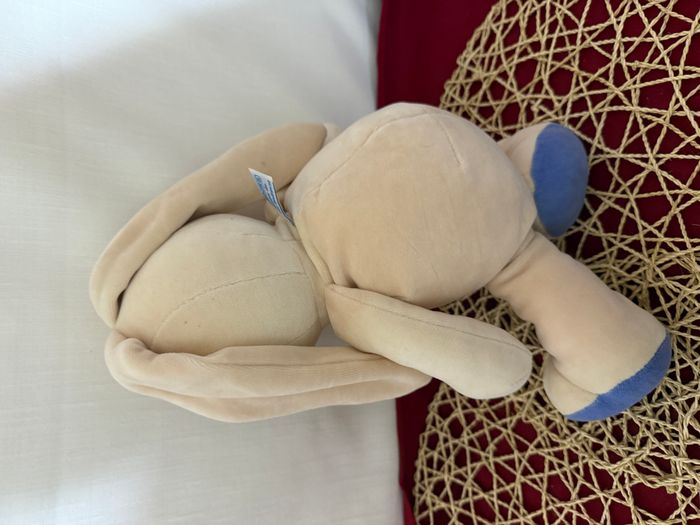 Doudou lapin blanc écru bleu NOUNOURS - photo numéro 2