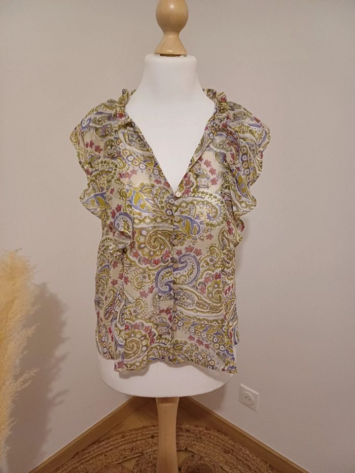 Blouse transparente à motifs Mango taille M 38