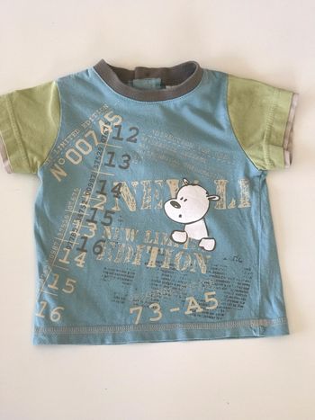 T-shirt bébé bleu/vert 12 mois