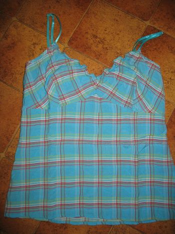 DÉBARDEUR ÉCOSSAIS TURQUOISE "CACHE CACHE" - TAILLE 2 - n°01
