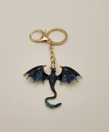 PORTE CLE DRAGON BLEU STRASS ! NEUF !