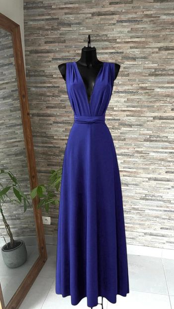 Robe bleu électrique longue multi positions faite en France