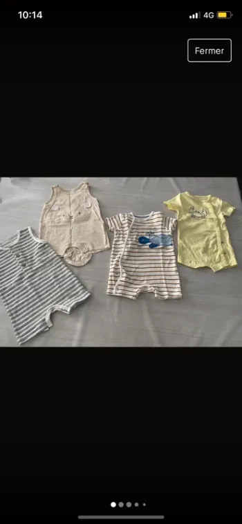 Lot de 4 grenouillères bébé garçon 3 mois C&A