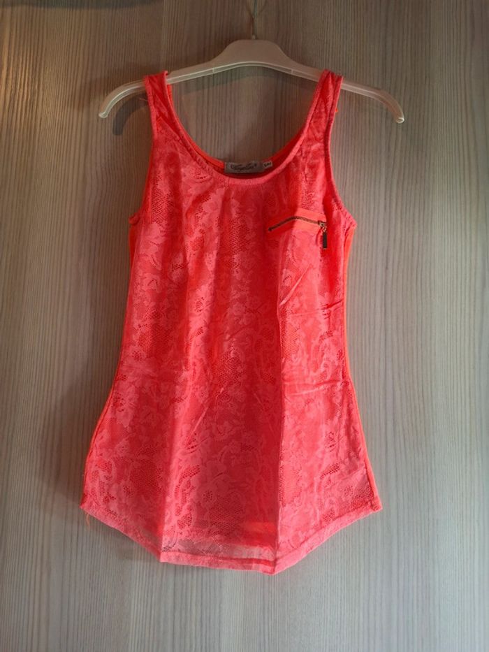 T-shirt débardeur orange fluo