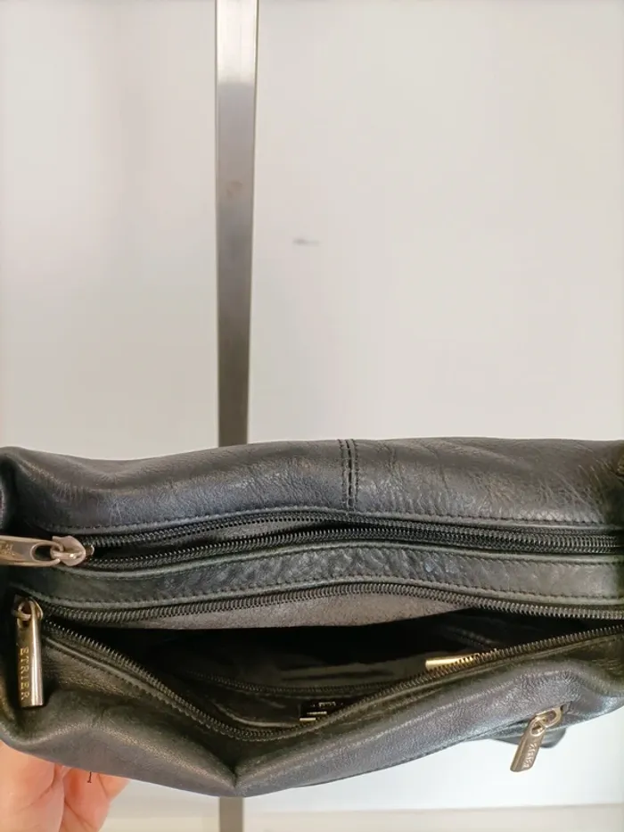 Sac à main sacoche cuir noir Etrier chic vintage été - photo numéro 10