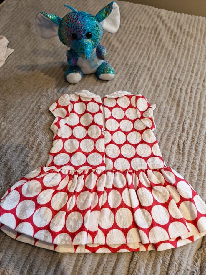 Très jolie robe Mayoral 6 mois rouge et blanche - photo numéro 5