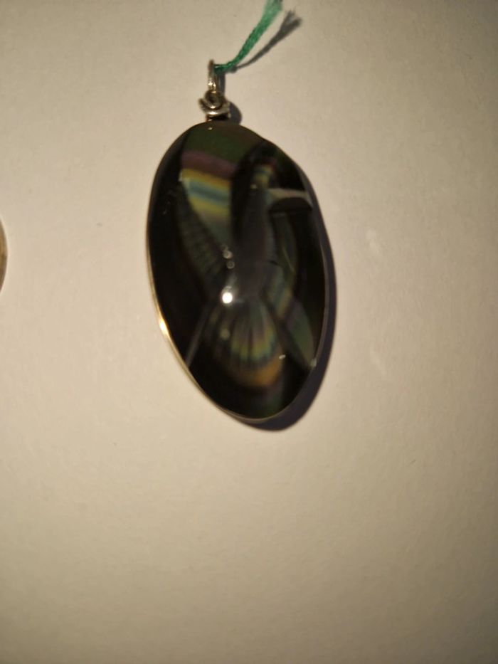 Pendentif obsidienne arc en ciel colombe - photo numéro 3