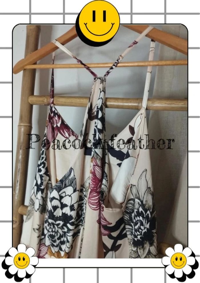 Robe beige fleurie soyeuse TU - photo numéro 8
