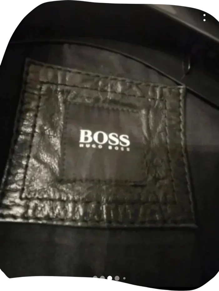 Veste en cuir Hugo Boss noire - photo numéro 3