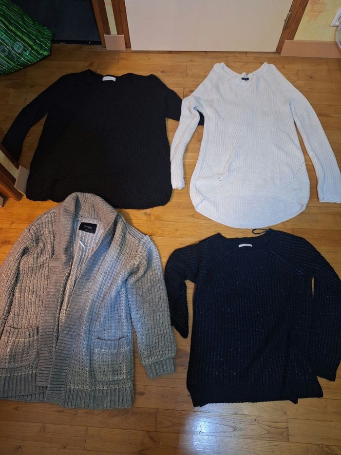 Lot 3 pulls et un gilet long femme taille L