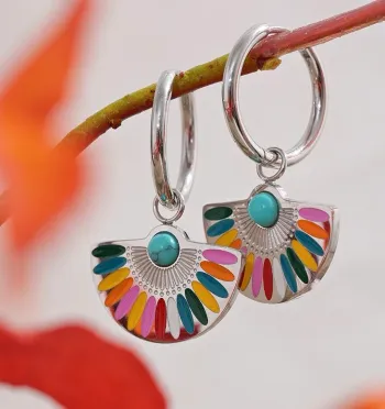 Boucles d’oreilles bohèmes rainbow en acier inoxydable