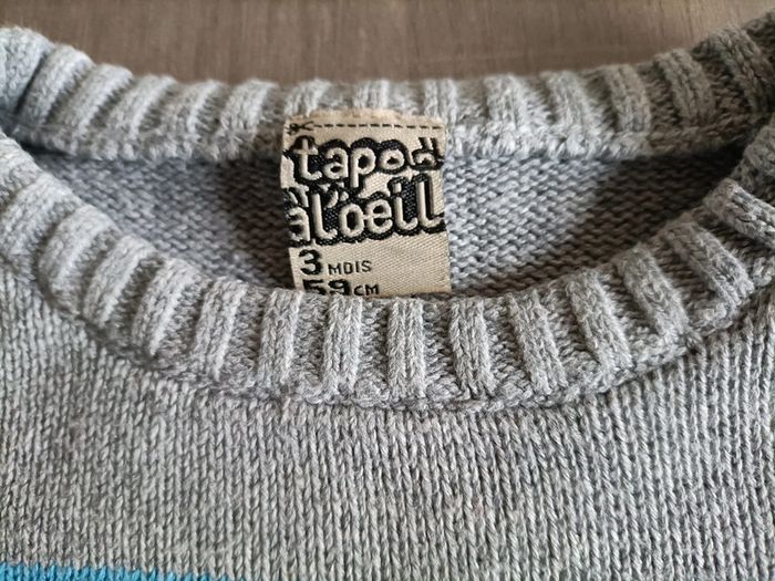 Ensemble Pull rayé/ pantalon droit doublé TAO 3 mois - photo numéro 4