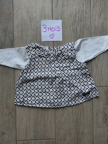 Blouse blanche à pois 3 mois