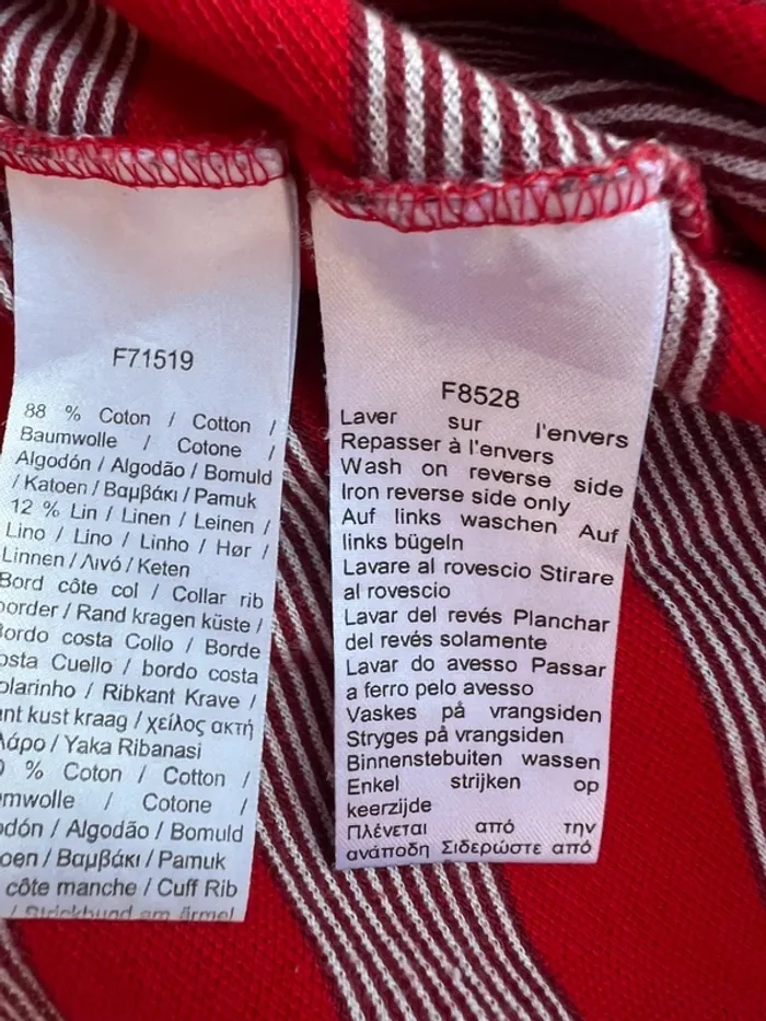 Polo Lacoste à rayures rouge et blanc taille S - photo numéro 4