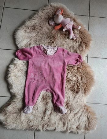 Pyjama  chaud mauve sucré d’orge 1 mois