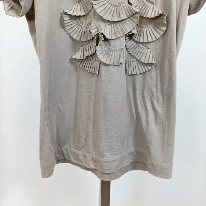 T-shirt taupe col plissé nœud froufrous Zara Collection – taille L A1006 - photo numéro 5