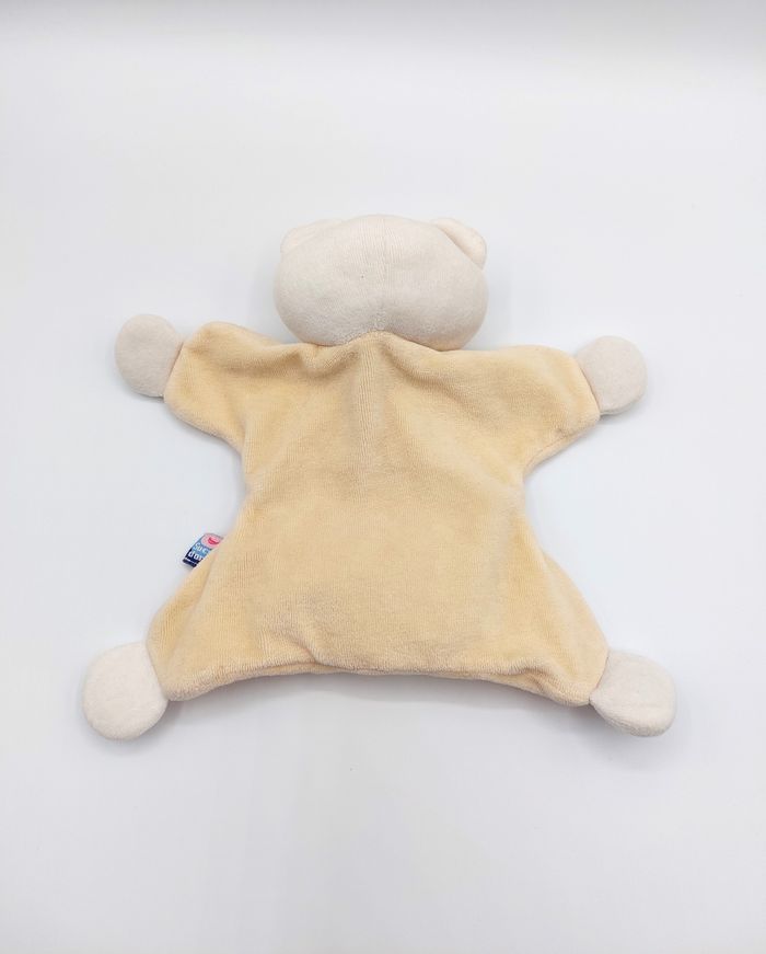 Doudou plat ours jaune blanc SUCRE D’ORGE pyjama bleu jaune rouge Sos doudou - photo numéro 2