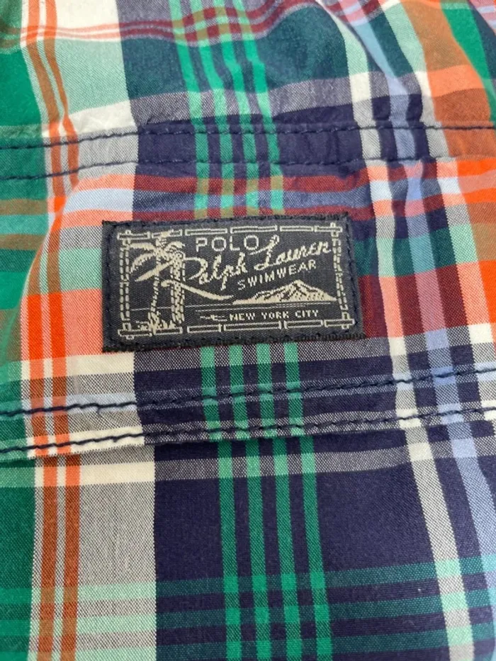 Polo Ralph Lauren vintage Checkered Plaid Mens L Swim Trunks Board Shorts - photo numéro 4