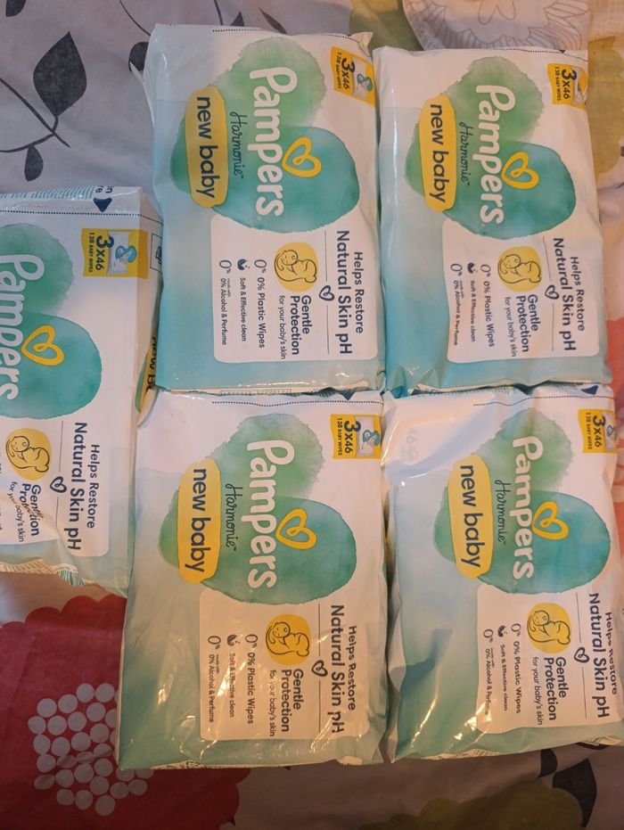 5 paquet de (3x46) lingettes Pampers