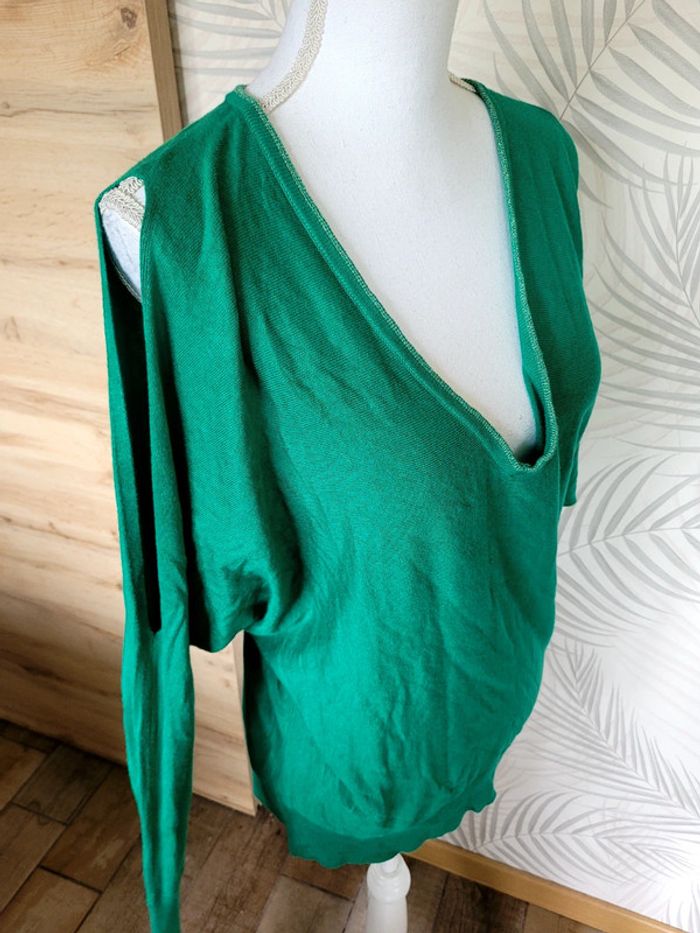 Jolie pull femme taille M vert émeraude