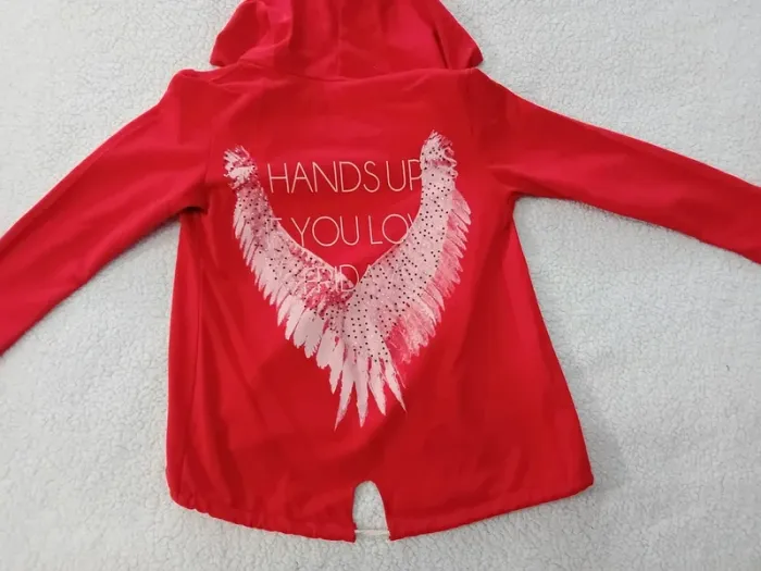 Gilet à capuche rouge ouvert ailes d'ange 6 ans - photo numéro 2