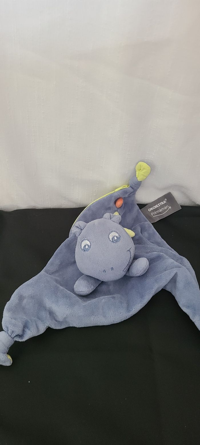 Doudou plat dragon bleu vert ORCHESTRA PREMAMAN - photo numéro 4