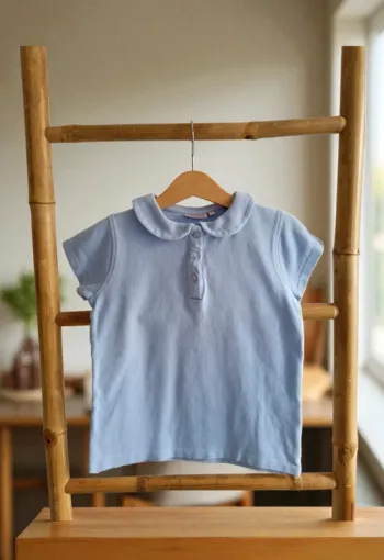 Polo 100 % coton piqué bleu clair Acanthe 8 ans