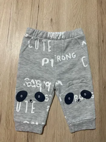 Pantalon jogging hiver molletonné gris panda bébé garçon 6 mois Orchestra