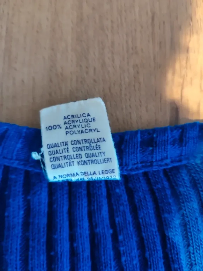 Pull Col V Euroacrylic Bleu, Taille M - Maille Côtes Dynamique ! - photo numéro 6