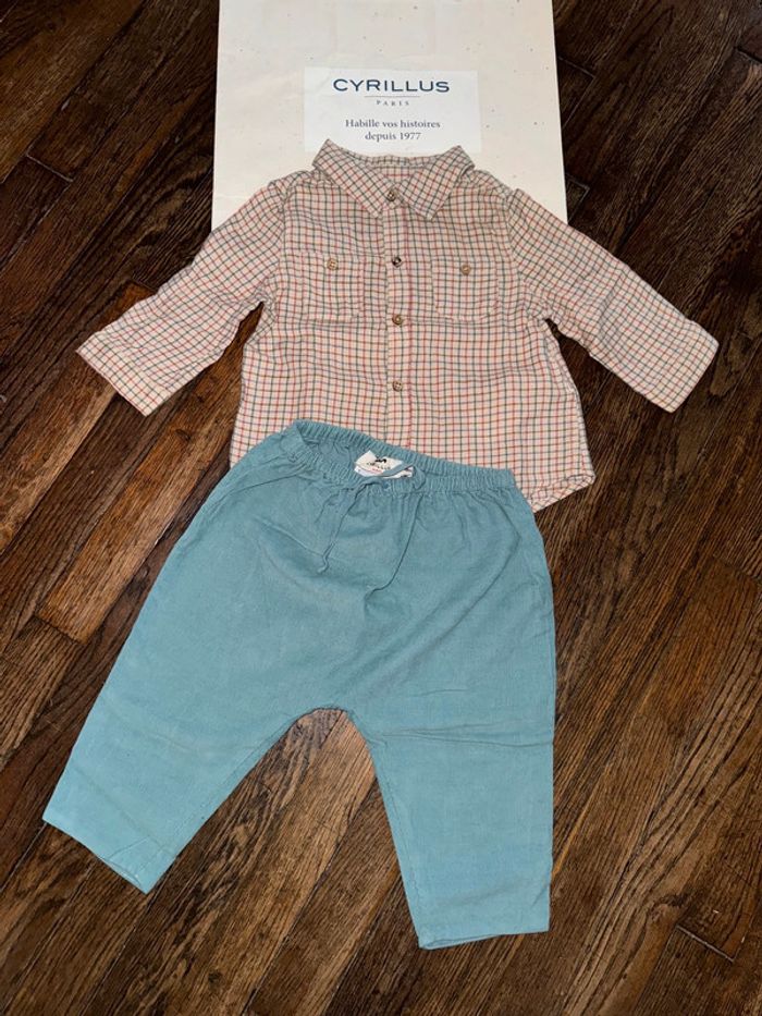 chemise et pantalon velour Cyrillus 12 mois