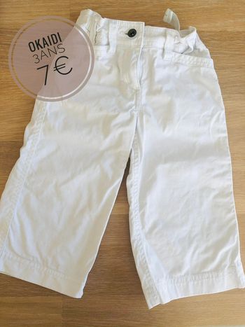 Pantacourt Okaidi blanc en 3ans