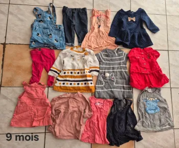 Vends vêtements bébé fille 9 mois (voir tarif)