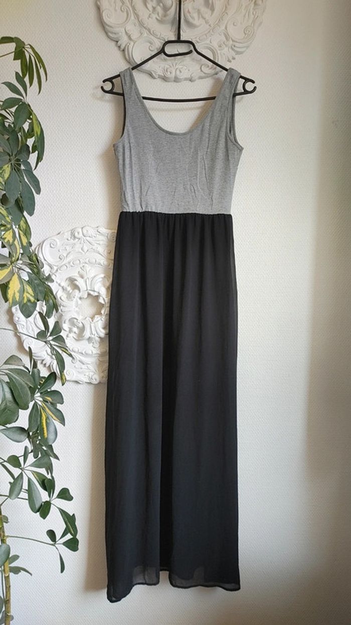 Robe sans manche longue bicolore fluide - photo numéro 2