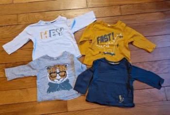 Lot de 4 T-shirts manches longues - 12 mois