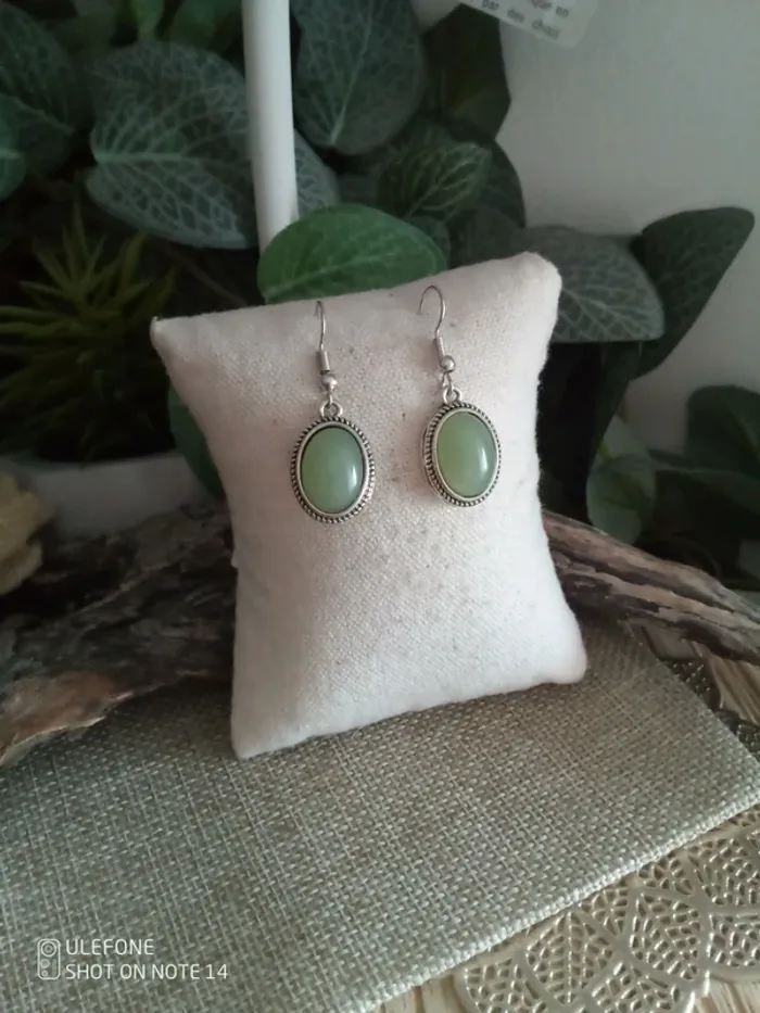Boucles d'oreilles pierres d'aventurine verte