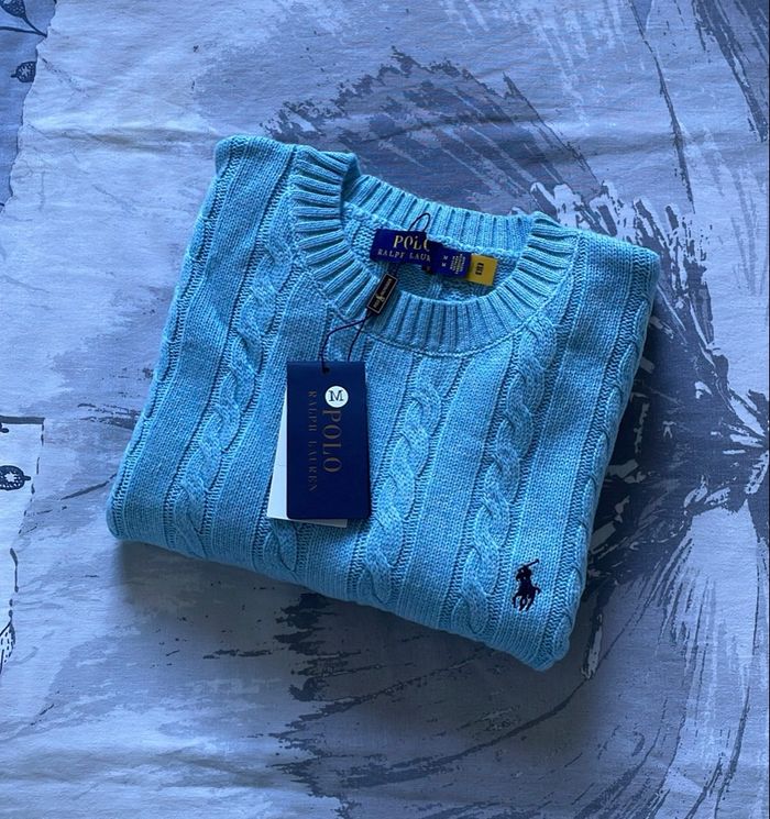 Polo Torsadé Ralph Lauren Bleu - Taille S - photo numéro 2