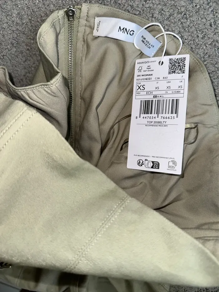 Haut/Top bustier ceinture beige kaki MANGO neuf - photo numéro 3