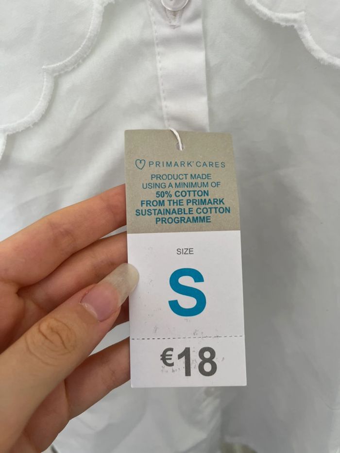 Chemise blanche avec manches bouffante et col Claudine fantaisie, Primark, S - photo numéro 9