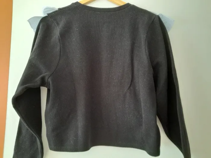 Pull noir Zara volant tissu en déco devant - photo numéro 5