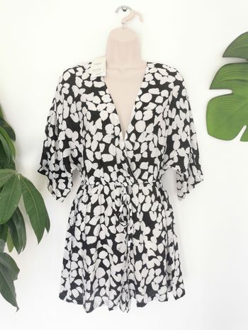 Combishort à imprimé noire et blanche Mango Taille XS