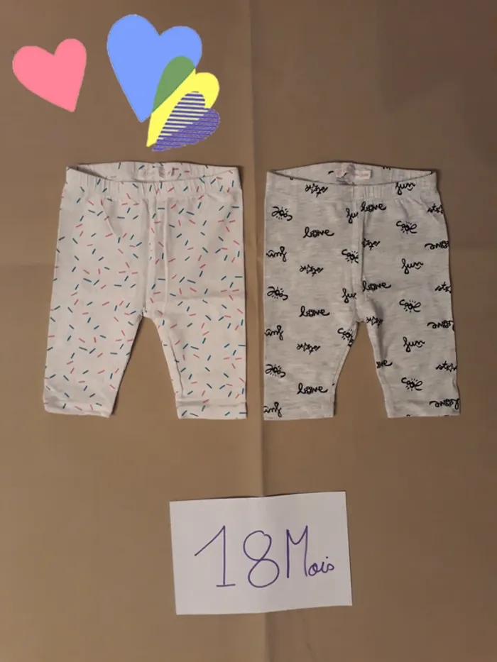 Lot de 2 leggings courts 18 Mois