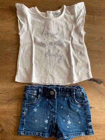 Ensemble short jean et Tee shirt MC TAO 9 mois