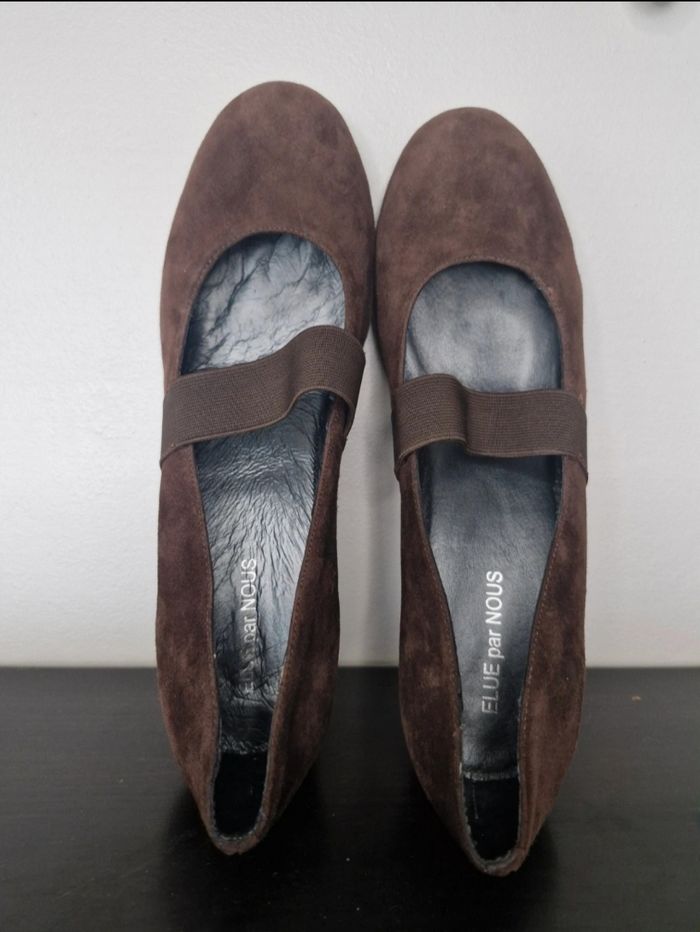Ballerines compensées marron Effet daim - photo numéro 6