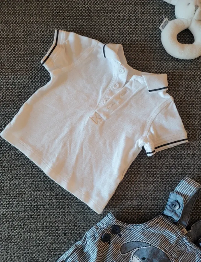 Ensemble salopette short + polo garçon 3 mois - photo numéro 3